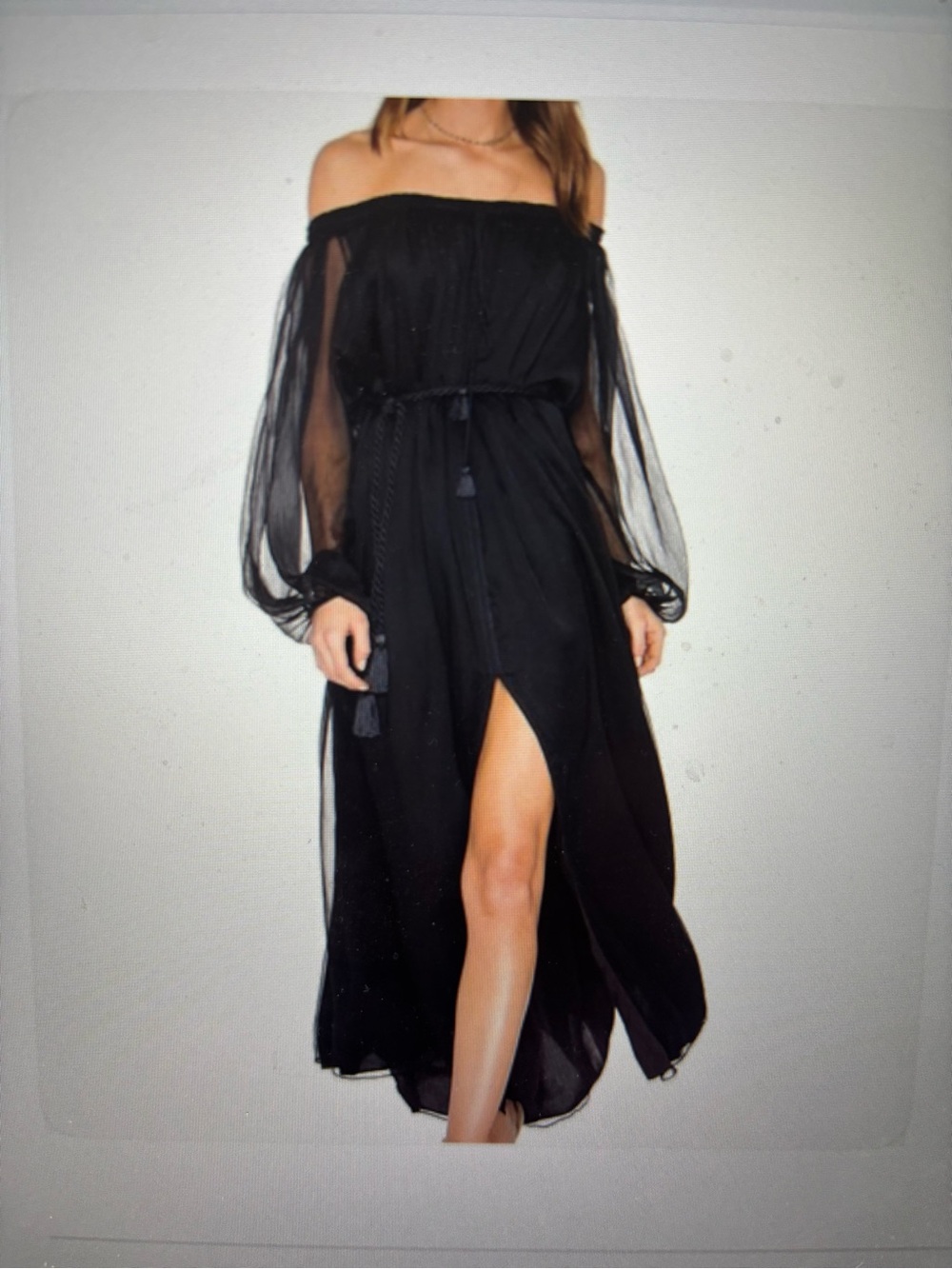 The JETSET DIARIES Babette Navy Blue Maxi Dress with Sheer Bishop Sleeves BNWT